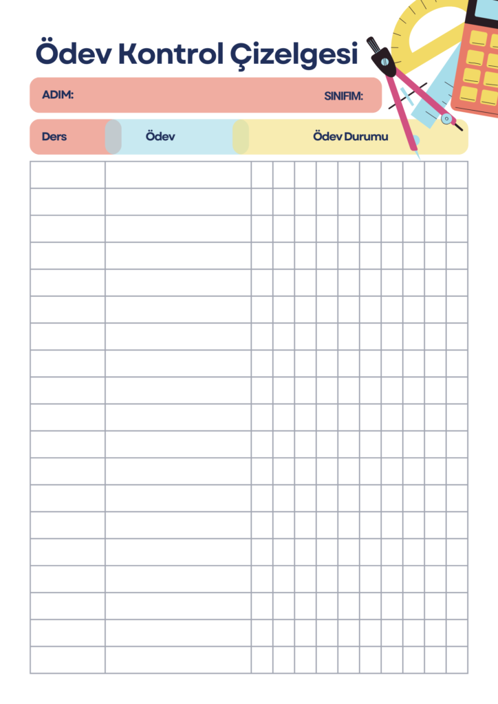 Odev-Kontrol-Cizelgesi-A4-Belge-Cizgili-Pastel-Sade-Tarzda-724x1024 Ödev Kontrol Çizelgesi